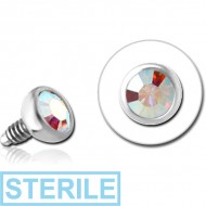 STERILE TITANIUM SWAROVSKI CRYSTAL JEWELLED MICRO BALL FOR 1.2MM INTERNALLY THREADED PINS PIERCING