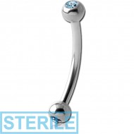 STERILE TITANIUM DOUBLE JEWELLED CURVED MICRO BARBELL PIERCING