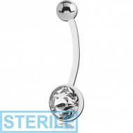STERILE BIOFLEX JEWELLED CUP NAVEL BANANA WITH STEEL BALL PIERCING