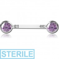 STERILE BIOFLEX PUSH FIT JEWELLED NIPPLE BARBELL - ROUNDS PIERCING