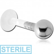 STERILE BIOFLEX INTERNALLY THREADED LABRET WITH SURGICAL STEEL BALL