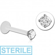 STERILE BIOFLEX INTERNAL LABRET WITH JEWELLED SURGICAL STEEL ATTACHMENT PIERCING