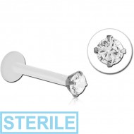 STERILE BIOFLEX INTERNAL LABRET WITH JEWELLED SURGICAL STEEL ATTACHMENT PIERCING
