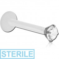 STERILE BIOFLEX INTERNAL LABRET WITH SILVER JEWELLED ATTACHMENT PIERCING