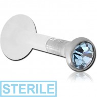STERILE BIOFLEX INTERNAL LABRET WITH SURGICAL STEEL JEWELLED DISC PIERCING