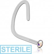STERILE BIOFLEX INTERNAL CURVED NOSE STUD WITH SURGICAL STEEL JEWELLED DISC