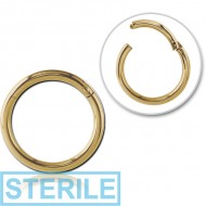 STERILE ZIRCON GOLD PVD COATED SURGICAL STEEL HINGED SEGMENT RING PIERCING