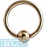 STERILE ZIRCON GOLD PVD COATED SURGICAL STEEL BALL CLOSURE RING