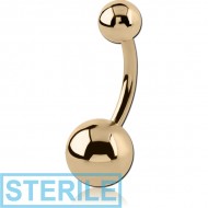 STERILE ZIRCON GOLD PVD COATED SURGICAL STEEL NAVEL BANANA