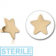 STERILE ZIRCON GOLD PVD COATED SURGICAL STEEL STAR FOR 1.2MM INTERNALLY THREADED PINS PIERCING