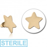 STERILE ZIRCON GOLD PVD COATED SURGICAL STEEL STAR FOR 1.2MM INTERNALLY THREADED PINS PIERCING