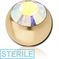 STERILE ZIRCON GOLD PVD COATED SURGICAL STEEL VALUE JEWELLED BALL