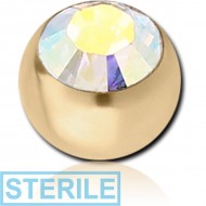 STERILE ZIRCON GOLD PVD COATED SURGICAL STEEL VALUE JEWELLED BALL PIERCING