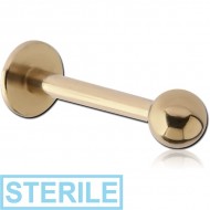 STERILE ZIRCON GOLD PVD COATED SURGICAL STEEL LABRET