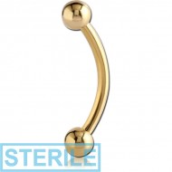 STERILE ZIRCON GOLD PVD COATED SURGICAL STEEL CURVED MICRO BARBELL PIERCING