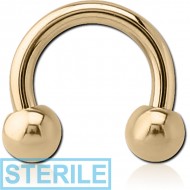 STERILE ZIRCON GOLD PVD COATED SURGICAL STEEL MICRO CIRCULAR BARBELL