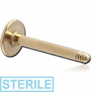 STERILE ZIRCON GOLD PVD COATED SURGICAL STEEL MICRO LABRET PIN PIERCING