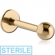 STERILE ZIRCON GOLD PVD COATED SURGICAL STEEL MICRO LABRET PIERCING