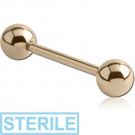 STERILE ZIRCON GOLD PVD COATED TITANIUM BARBELL