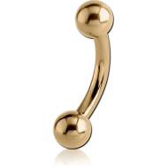 ZIRCON GOLD PVD COATED TITANIUM CURVED MICRO BARBELL PIERCING