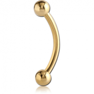 ZIRCON GOLD PVD COATED SURGICAL STEEL CURVED MICRO BARBELL PIERCING