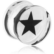 UV ACRYLIC DOUBLE FLARED PLUG WITH INLAID DESIGN PIERCING