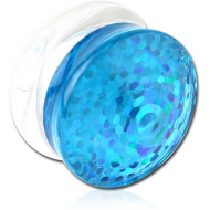 UV ACRYLIC DOUBLE FLARE CONE END PLUG WITH INLAID DESIGN PIERCING
