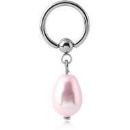 SURGICAL STEEL BALL CLOSURE RING WITH SYNTHETIC PEARL CHARM PIERCING