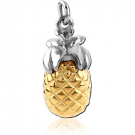 RHODIUM PLATED BRASS WITH TWO TONE CHARM - PINEAPPLE