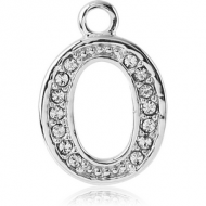 RHODIUM PLATED BRASS JEWELLED LETTER CHARM - O
