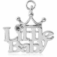 RHODIUM PLATED BRASS JEWELLED CHARM - LITTLE BABY