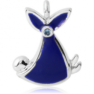 RHODIUM PLATED BRASS JEWELLED CHARM WITH ENAMEL - BABY BUNDLE