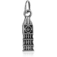 RHODIUM PLATED BRASS BIG BEN CHARM