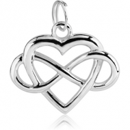 RHODIUM PLATED BRASS HEART WITH INFINITY SIGN CHARM