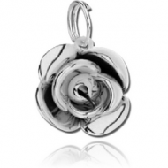 SILVER PLATED WHITE METAL CHARM - ROSE