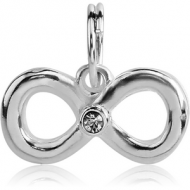SILVER PLATED WHITE METAL JEWELLED INFINITY CHARM