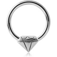 SURGICAL STEEL BALL CLOSURE RING WITH ATTACHMENT - DIAMOND PIERCING