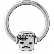 SURGICAL STEEL BALL CLOSURE RING WITH ATTACHMENT - FRANKENSTEIN PIERCING