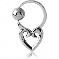 SURGICAL STEEL HEART SIDE BALL CLOSURE RING PIERCING