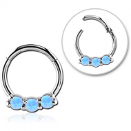 SURGICAL STEEL ROUND SYNTHETIC OPAL HINGED SEPTUM RING