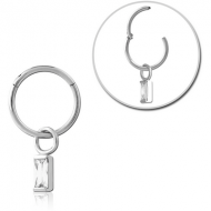 SURGICAL STEEL HINGED SEGMENT RING WITH JEWELLED CHARM PIERCING