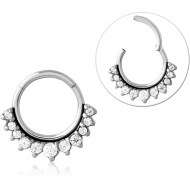 SURGICAL STEEL ROUND JEWELLED HINGED SEGMENT RING PIERCING