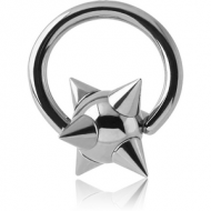 SURGICAL STEEL BALL CLOSURE RING WITH SPIKEY BALL PIERCING