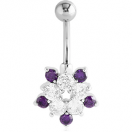 RHODIUM PLATED BRASS JEWELLED NAVEL BANANA