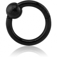 BLACK PVD COATED SURGICAL STEEL HINGED SEGMENT RING WITH BALL PIERCING