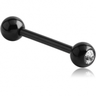 BLACK PVD COATED SURGICAL STEEL SWAROVSKI CRYSTAL JEWELLED BARBELL