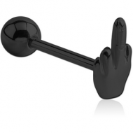 BLACK PVD COATED SURGICAL STEEL BARBELL - MIDDLE FINGER PIERCING