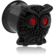 BLACK PVD COATED STAINLESS STEEL DOUBLE FLARED INTERNALLY THREADED TUNNEL - OWL PIERCING