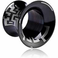 BLACK PVD COATED SURGICAL STEEL LASER ETCHED FLARED TUNNEL PIERCING