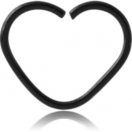 BLACK PVD COATED SURGICAL STEEL OPEN HEART SEAMLESS RING PIERCING